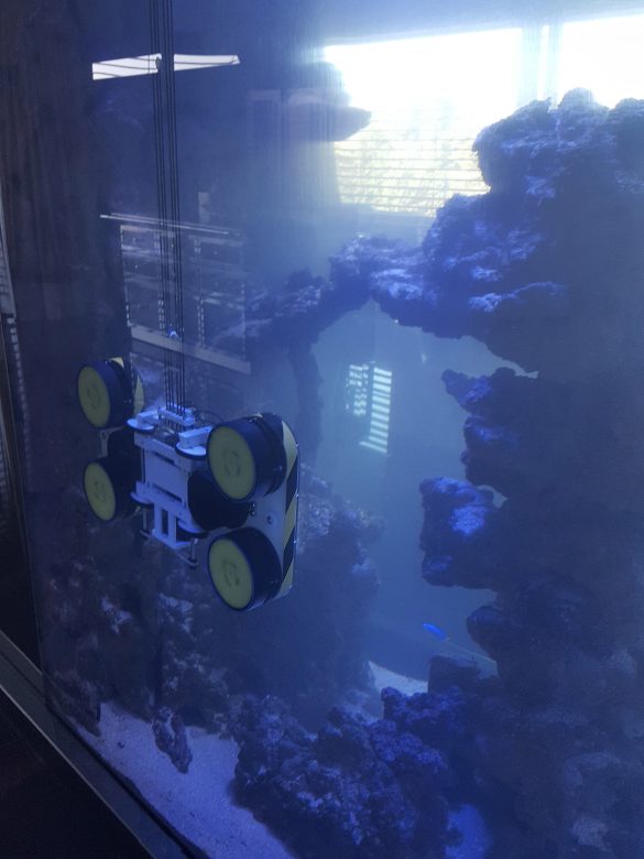 Machine de nettoyage pour panneaux vitrés des grands Aquariums